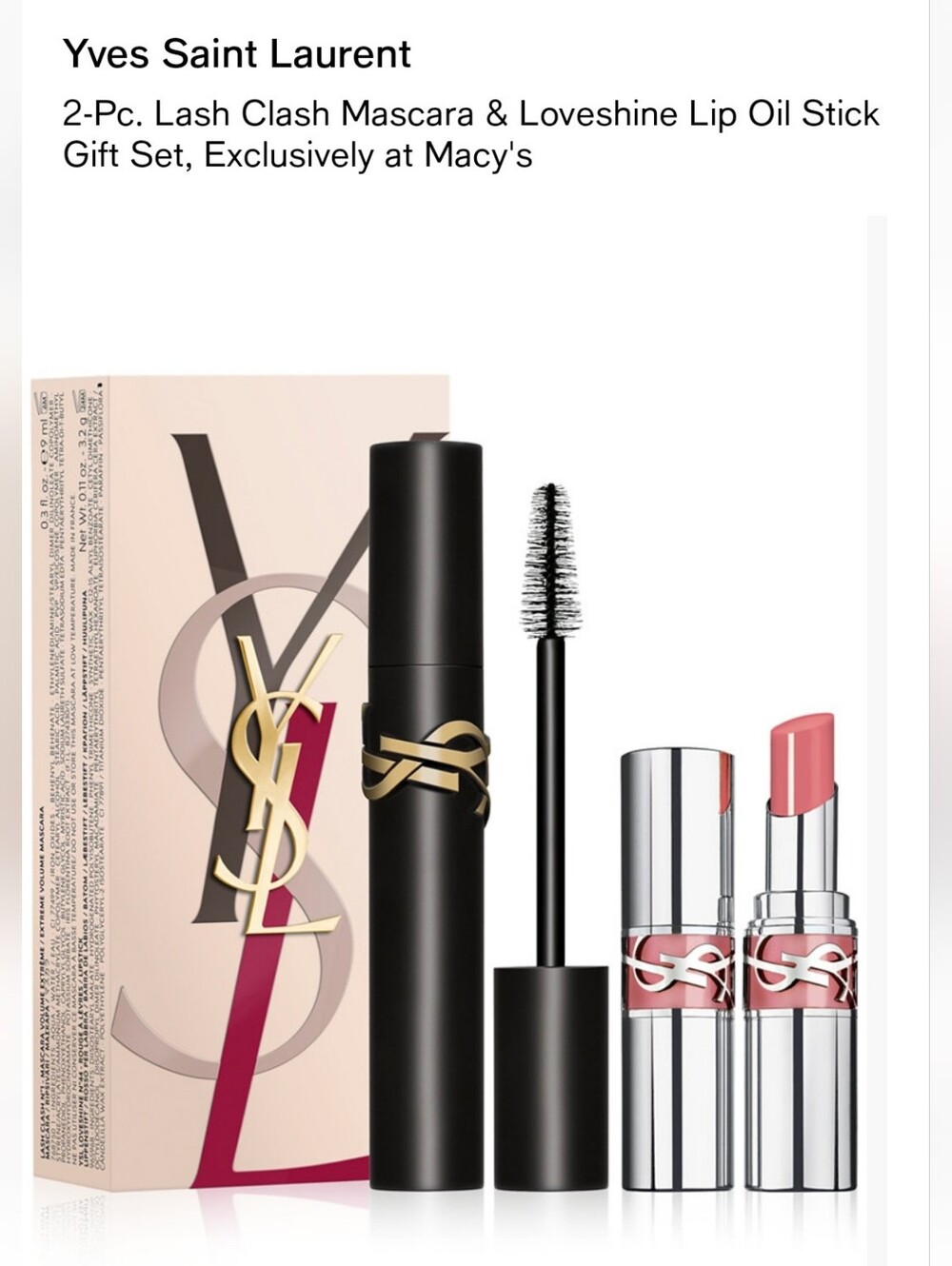Yves Saint Laurent Lash Clash Mascara with Pink Loveshine Lip Oil Stick